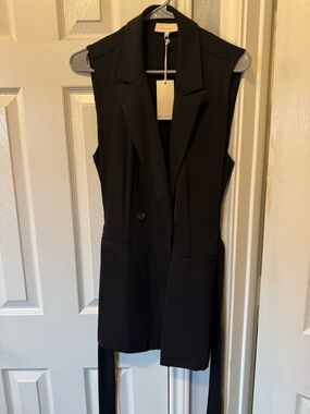 MELLODAY Black Long Sleeveless Blazer Vest